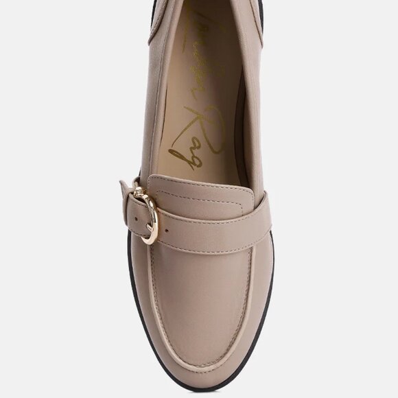 London Rag Taupe Sheboss Buckle Detail Loafers/NIB/6 - Picture 4 of 14